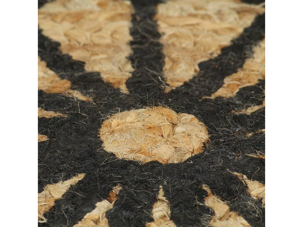 Alfombra de yute hecha a mano con estampado negro 120 cm