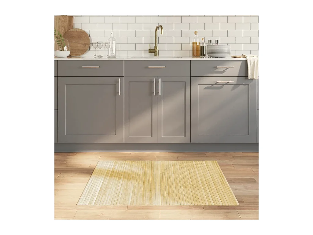 Tapis rectangulaire naturel clair 80x100 cm bambou