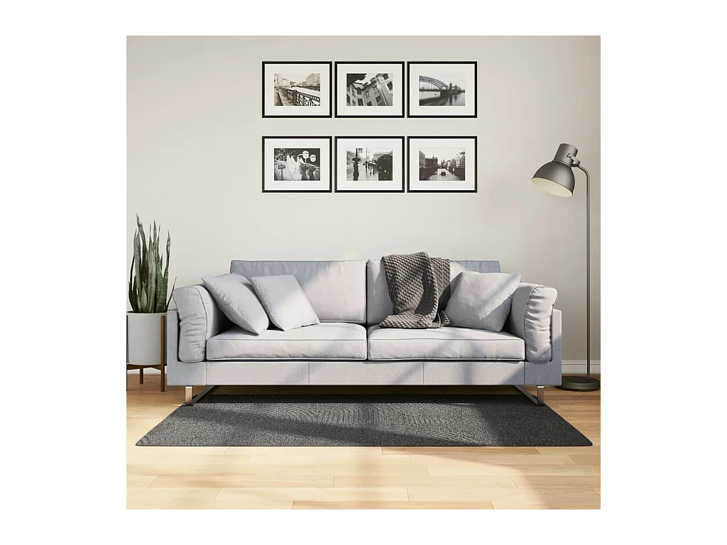 Tapis IZA poils courts style scandinave anthracite 80x150 cm