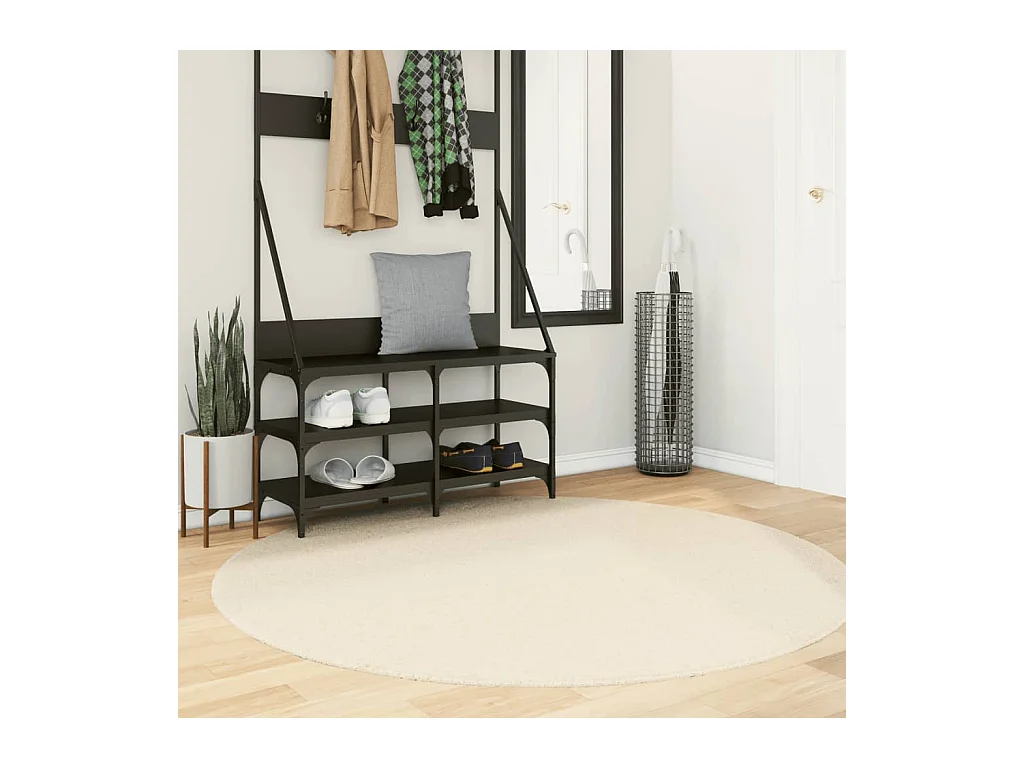 Tapis HUARTE à poils courts doux et lavable crème Ø 160 cm
