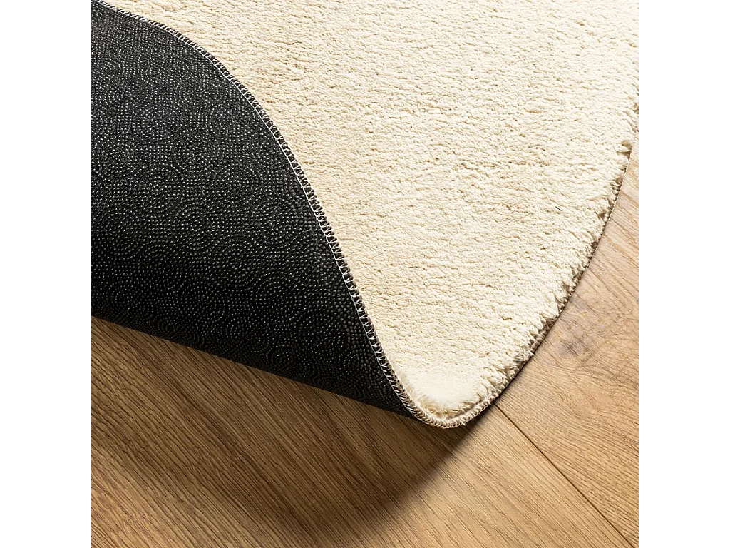 Tapis HUARTE à poils courts doux et lavable crème Ø 160 cm