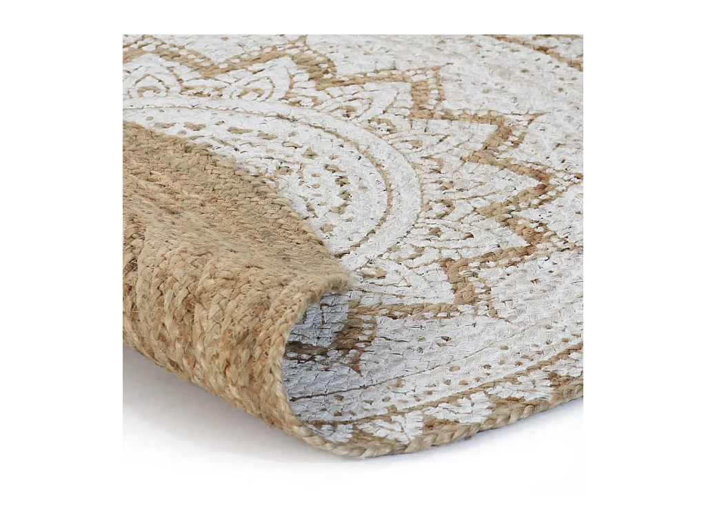 Bedrukte gevlochten jute vloermat 240 cm rond