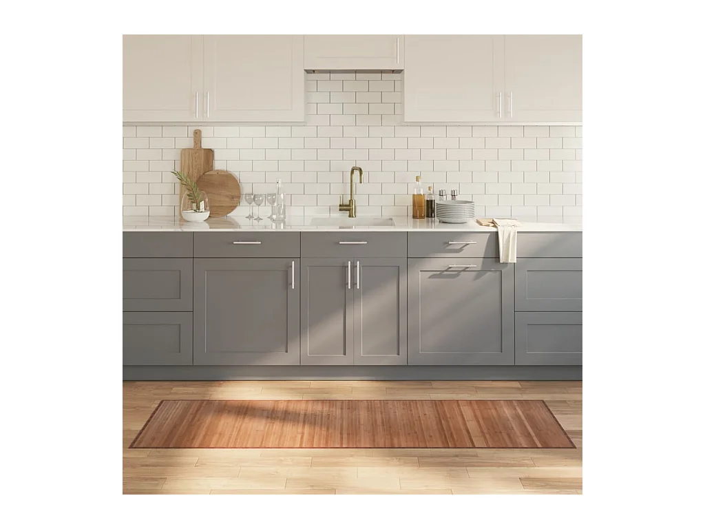 Tappeto rettangolare naturale 60x200 cm in bambù