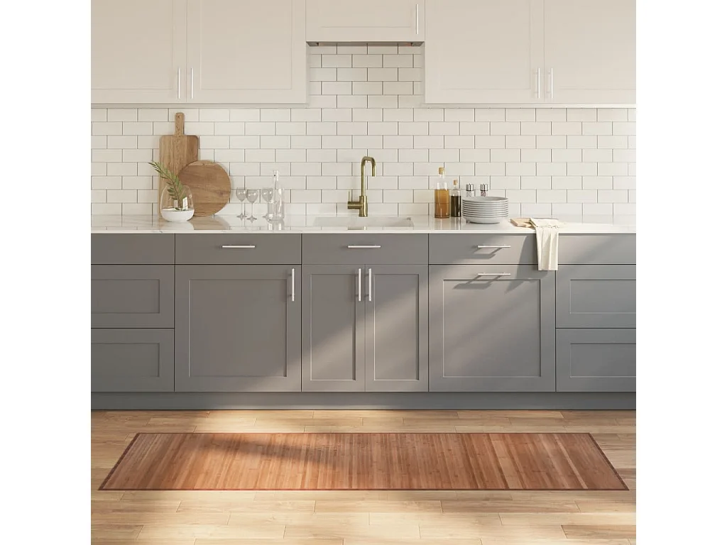 Tapis rectangulaire naturel 60x200 cm bambou