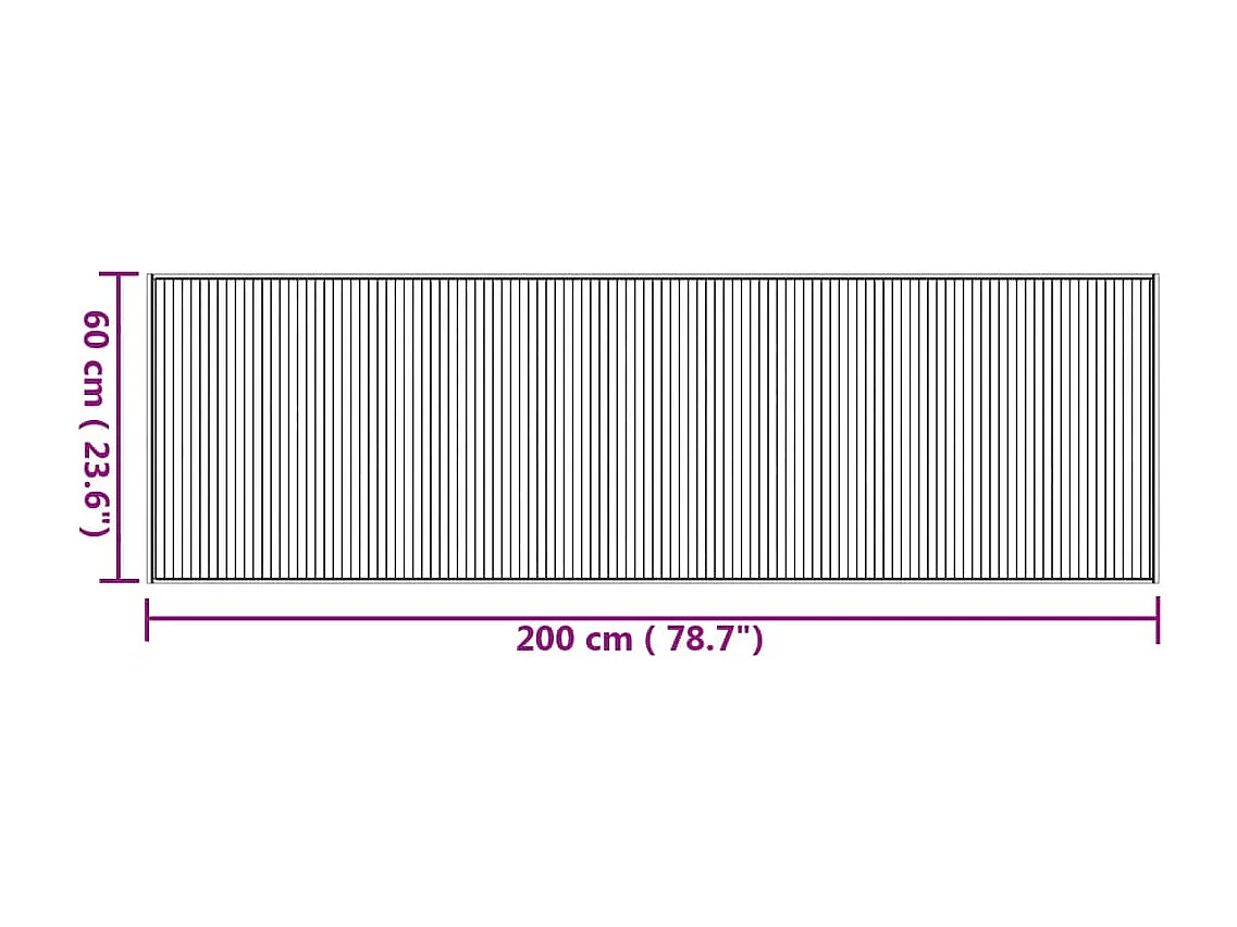 Tapis rectangulaire naturel 60x200 cm bambou