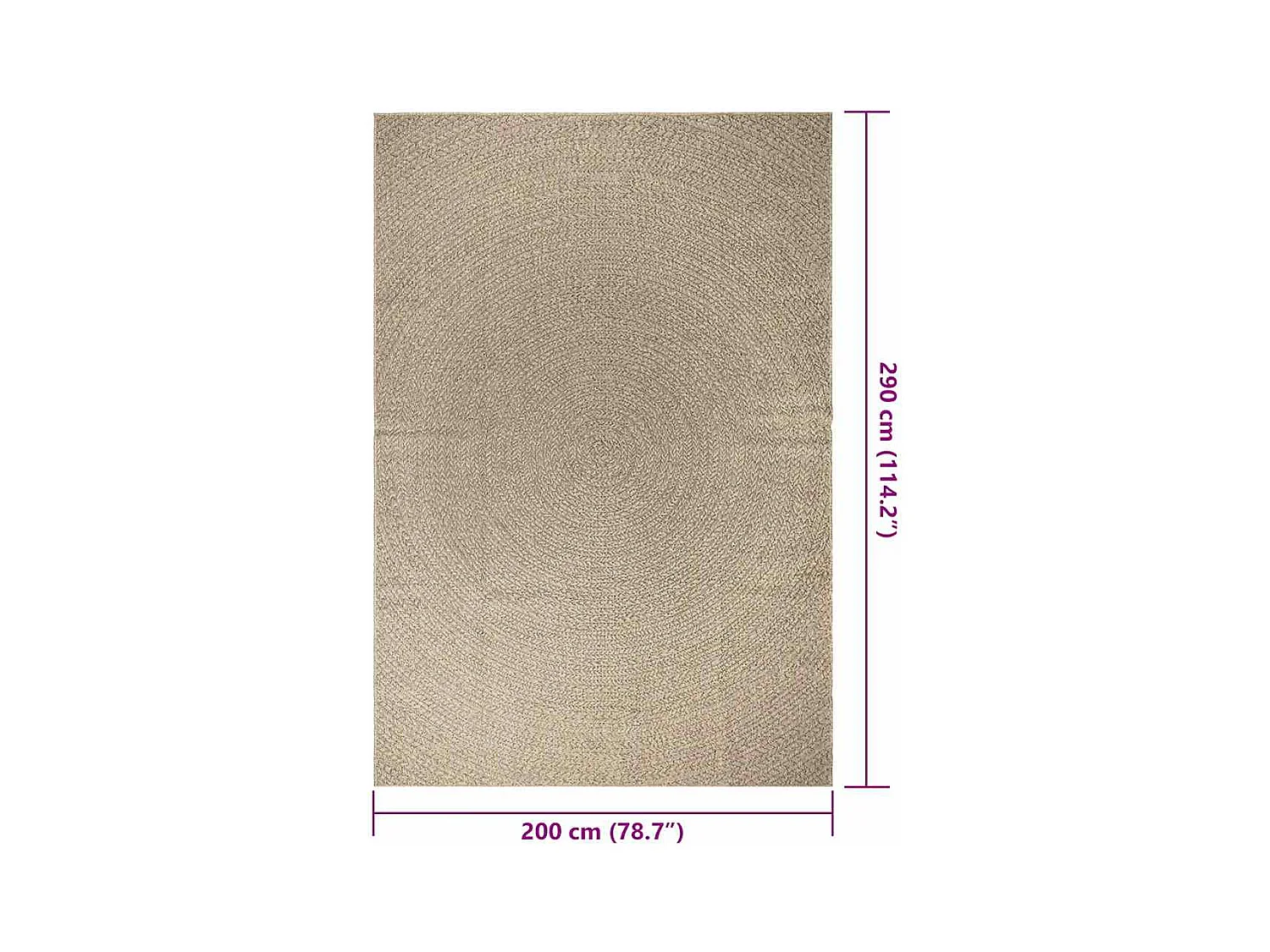 Tapis ZIZUR beige 200x290 cm aspect de jute intérieur extérieur