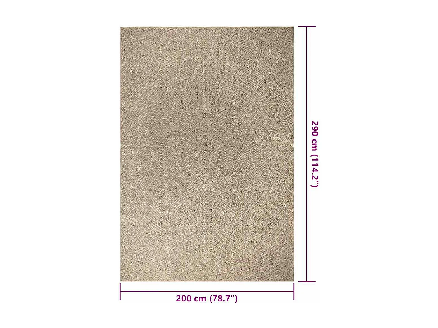 Tapis ZIZUR beige 200x290 cm aspect de jute intérieur extérieur