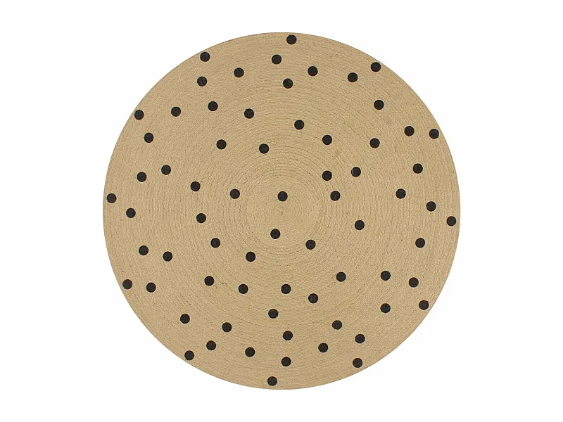 Tappeto in juta fatto a mano con stampa a pois, 90 cm