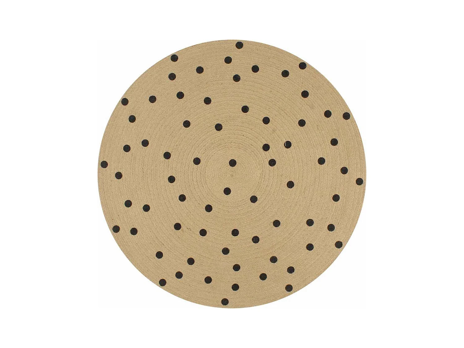 Tapis fait à la main Jute avec imprimé à pois 90 cm