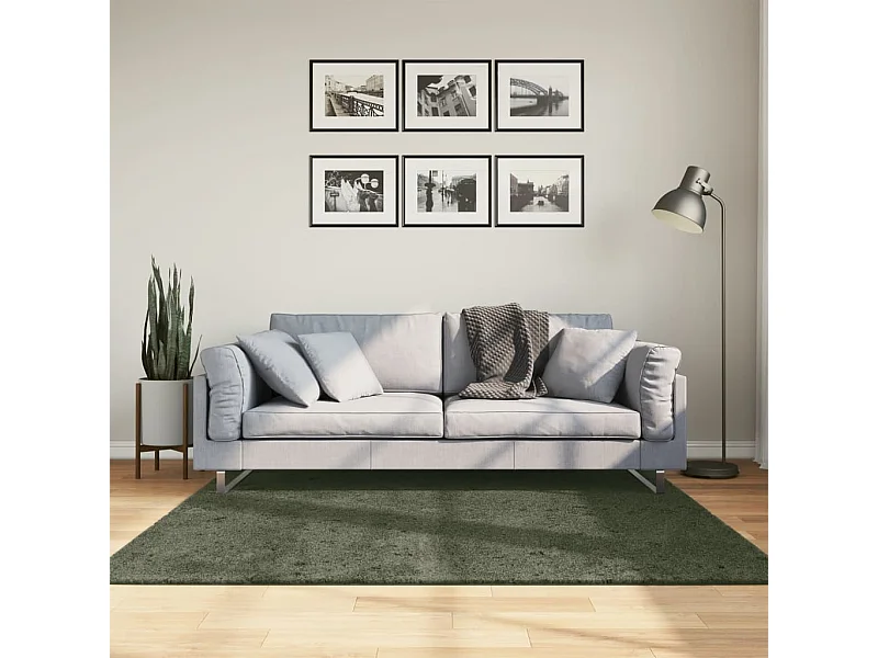 Tapis HUARTE à poils courts doux lavable vert forêt 160x160 cm