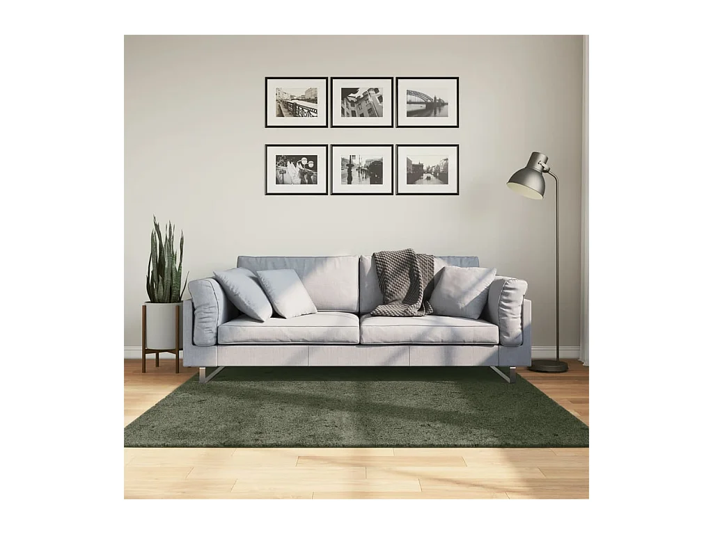 Tapis HUARTE à poils courts doux lavable vert forêt 160x160 cm