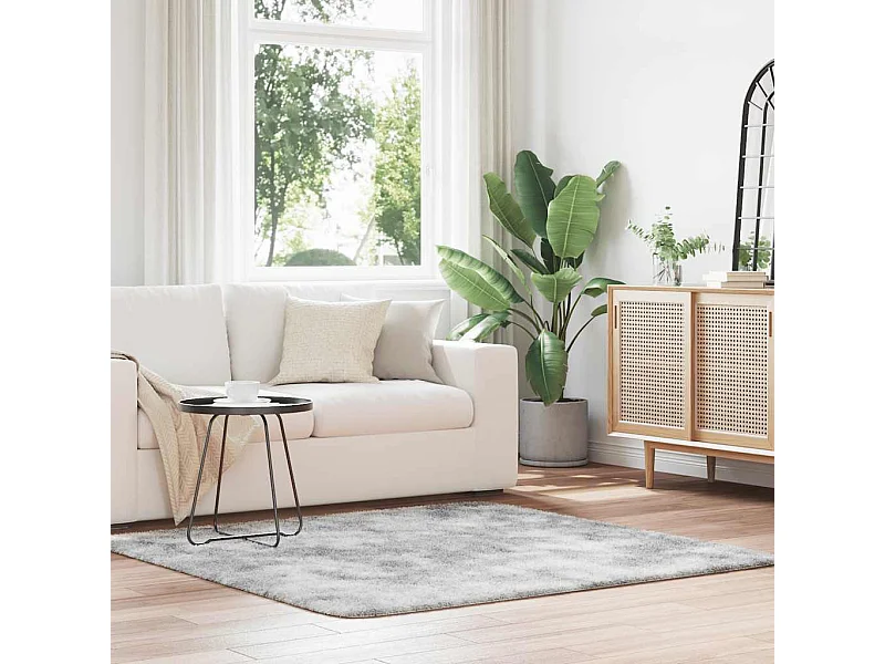 Tapis Shaggy à poils longs NAVARRA gris argenté 160x160 cm