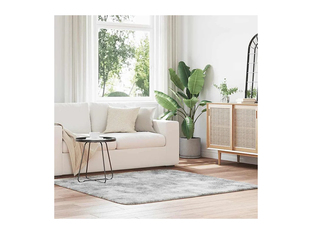 Tapis Shaggy à poils longs NAVARRA gris argenté 160x160 cm