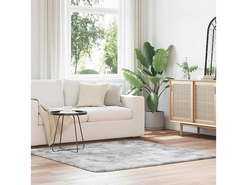 Tapis Shaggy à poils longs NAVARRA gris argenté 160x160 cm