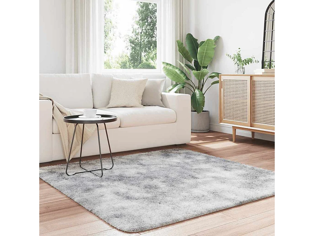 Tapis Shaggy à poils longs NAVARRA gris argenté 160x160 cm
