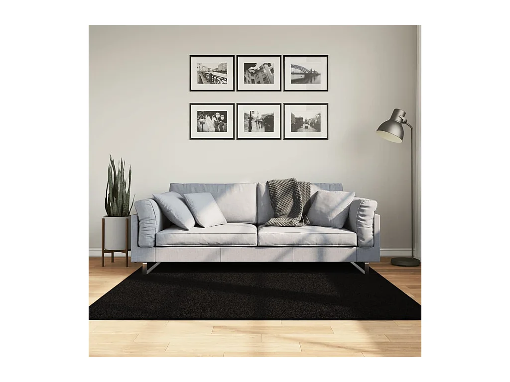 Tapis HUARTE à poils courts doux et lavable noir 160x160 cm