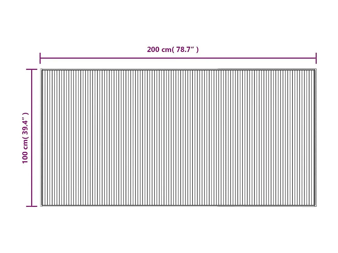 Tappeto rettangolare nero 100x200 cm in bambù
