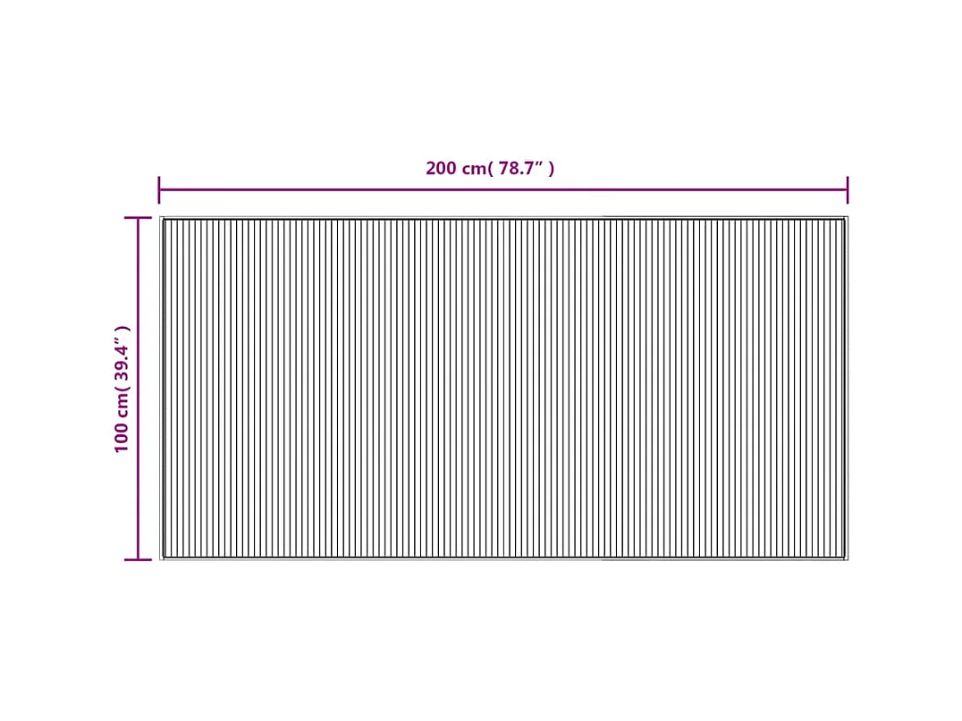 Rechthoekig zwart tapijt 100x200 cm bamboe