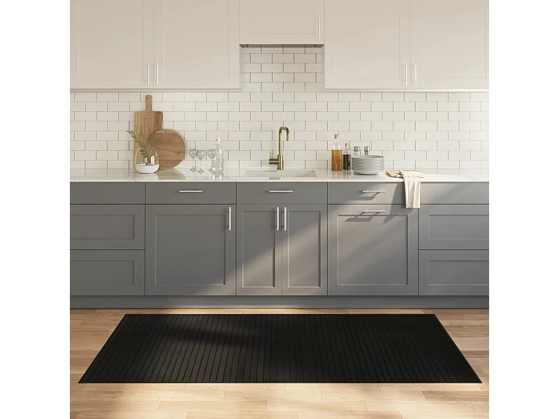 Tapis rectangulaire noir 100x200 cm bambou