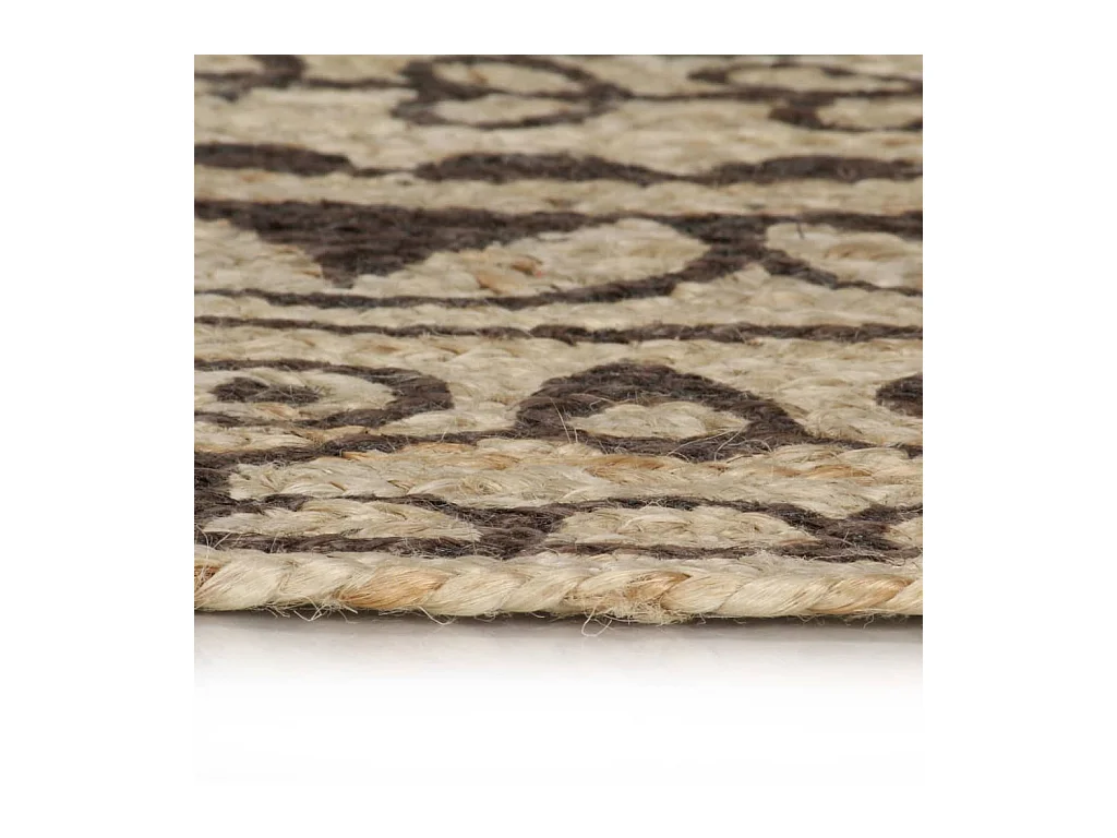 Alfombra de yute hecha a mano con estampado marrón oscuro 120 cm