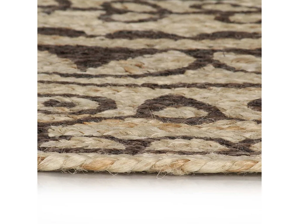 Tappeto in juta fatto a mano con stampa marrone scuro 120 cm