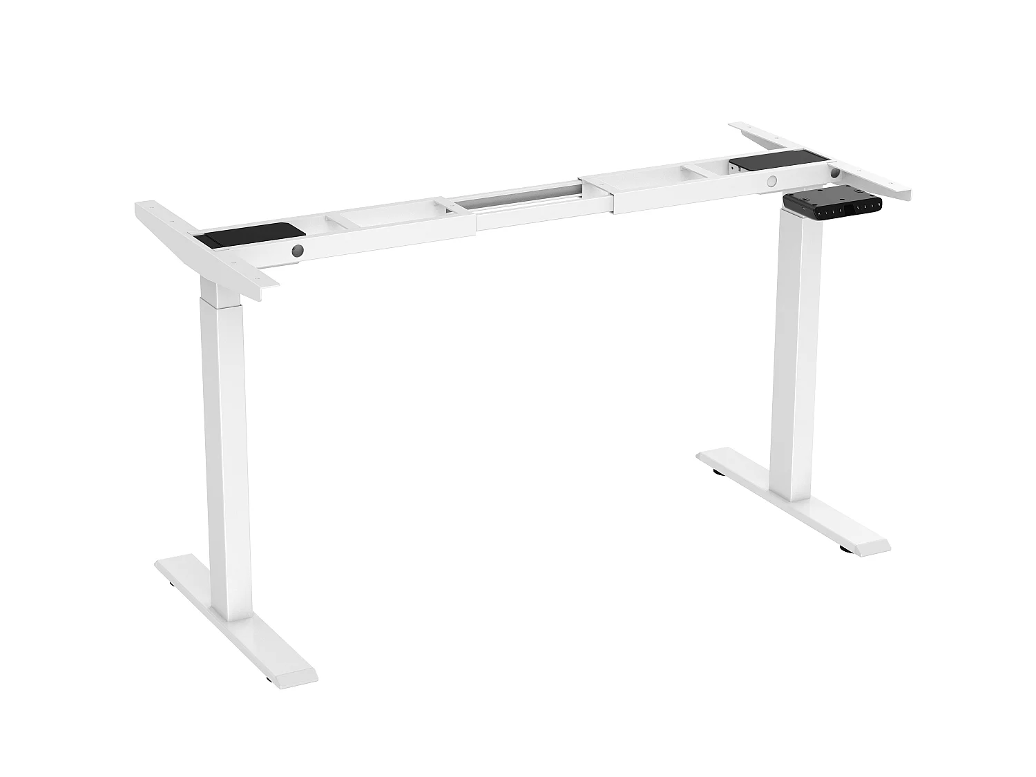 Bureau debout réglable en hauteur, moteur double, acier, blanc, avec 4 mémoires, USB et contrôle LED (180x58x119 cm)