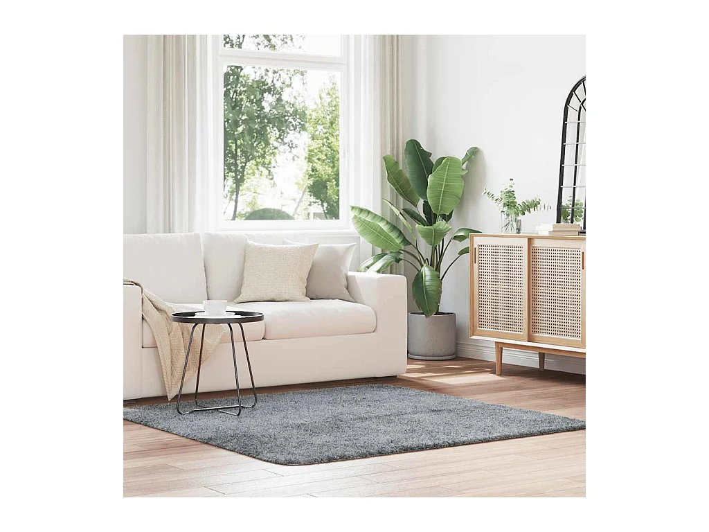 Tapis Shaggy à poils longs NAVARRA gris clair 160x160 cm