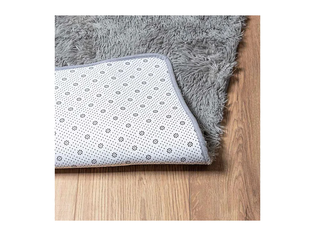 Tapis Shaggy à poils longs NAVARRA gris clair 160x160 cm