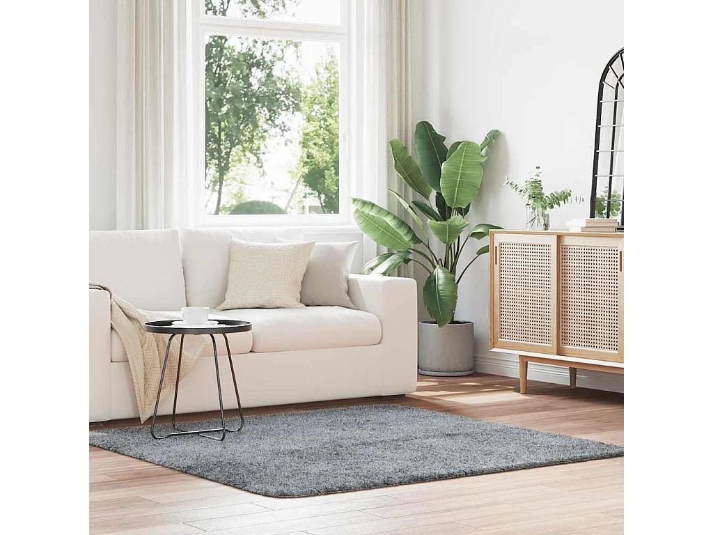 Tapis Shaggy à poils longs NAVARRA gris clair 160x160 cm