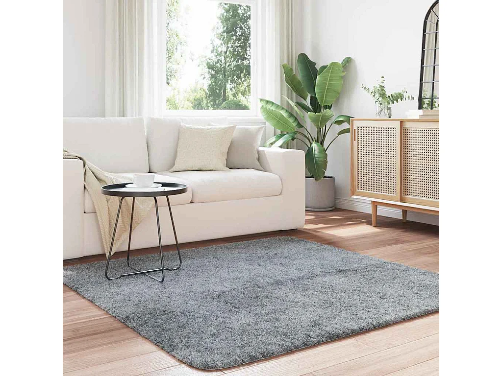 Tapis Shaggy à poils longs NAVARRA gris clair 160x160 cm