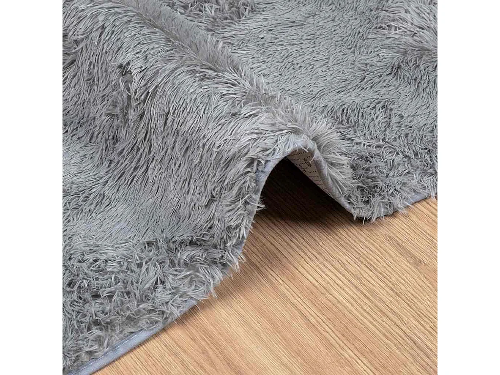 Tapis Shaggy à poils longs NAVARRA gris clair 160x160 cm