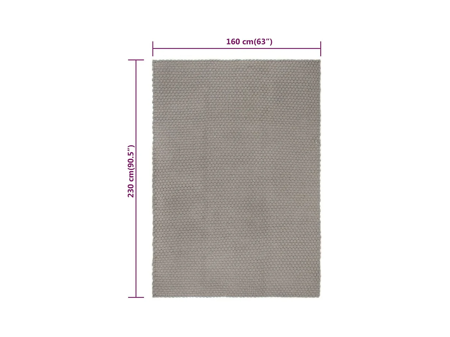 Tappeto rettangolare Grigio 160x230 cm Cotone