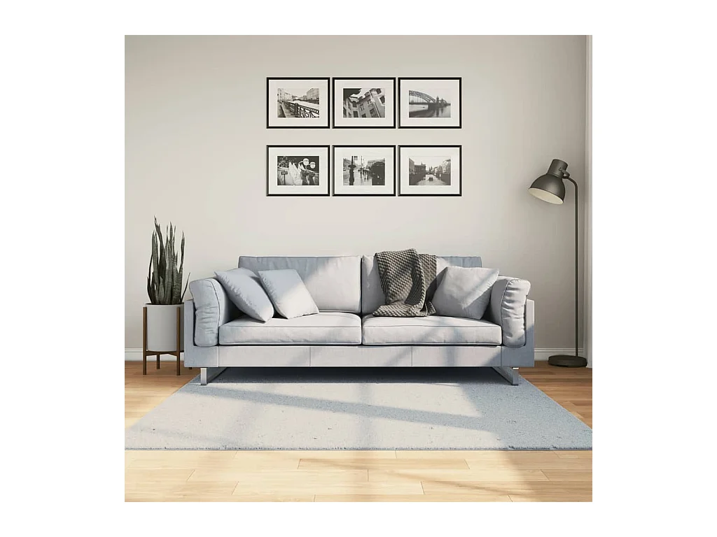 Alfombra HUARTE de pelo corto suave y lavable azul 160x160 cm