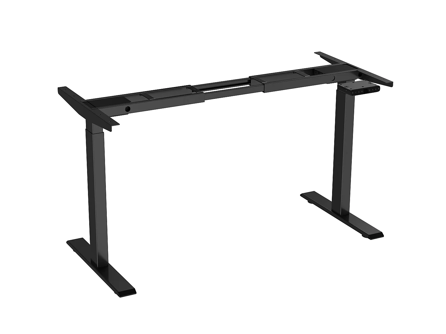 Bureau debout réglable en hauteur, moteur double, acier, noir, avec 4 mémoires et ports USB (180x58x119 cm)