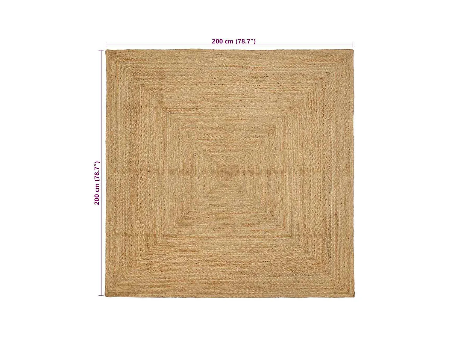 Beige vloerkleed 200 x 200 cm jute