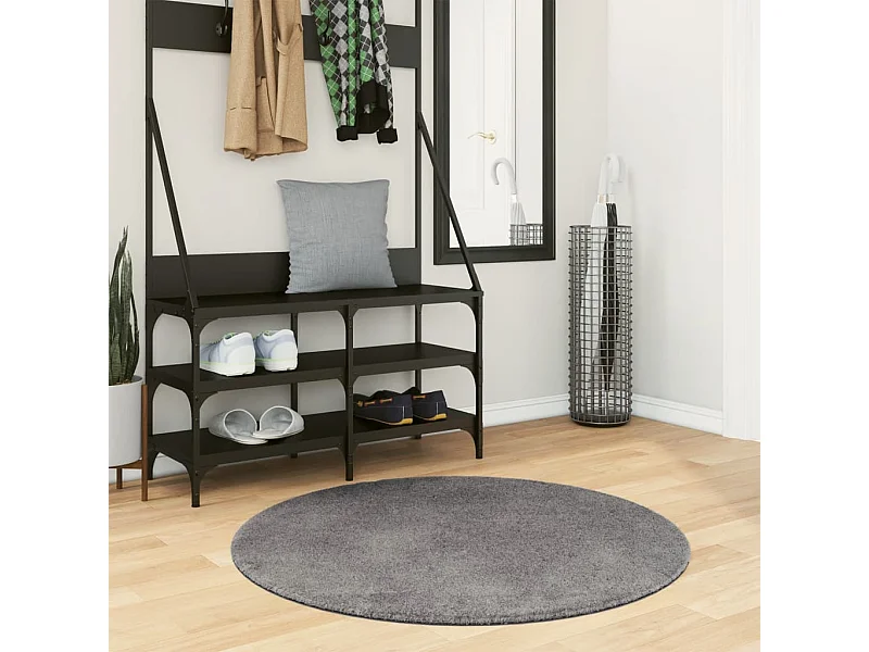 HUARTE vloerkleed met zachte, wasbare korte pool, antraciet, Ø 100 cm