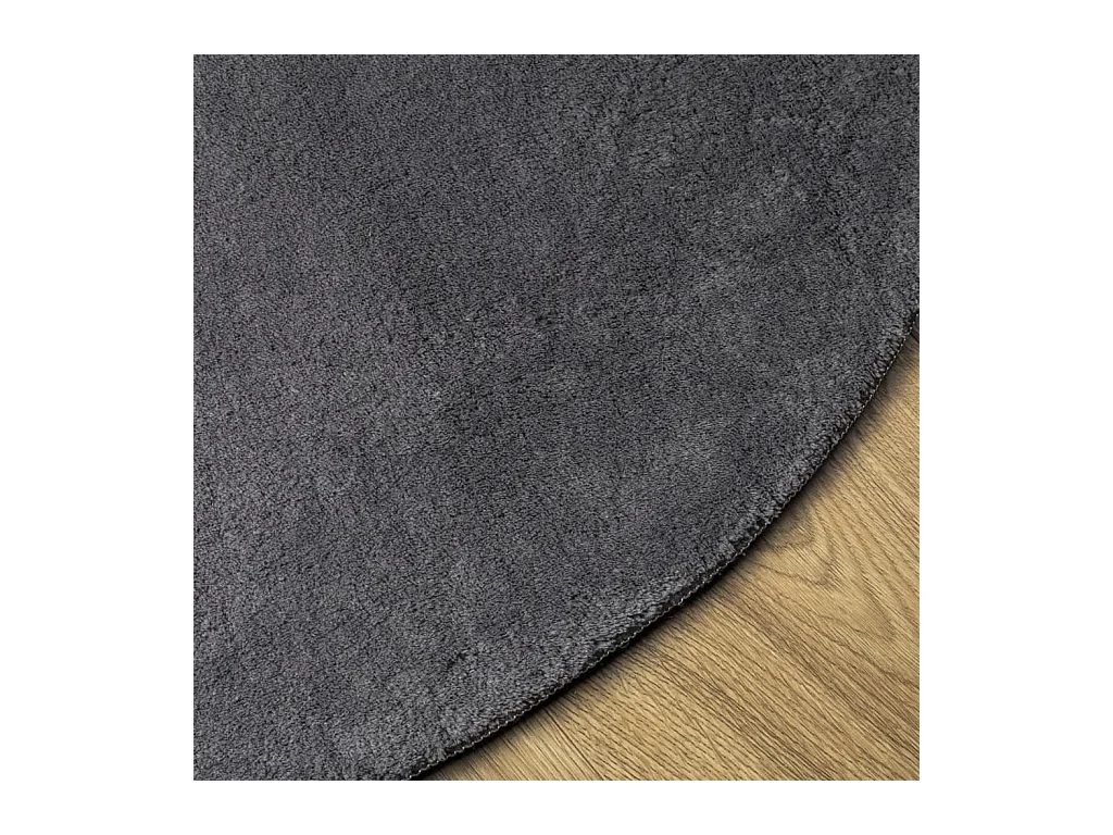 Alfombra HUARTE de pelo corto suave y lavable, color antracita, Ø 100 cm