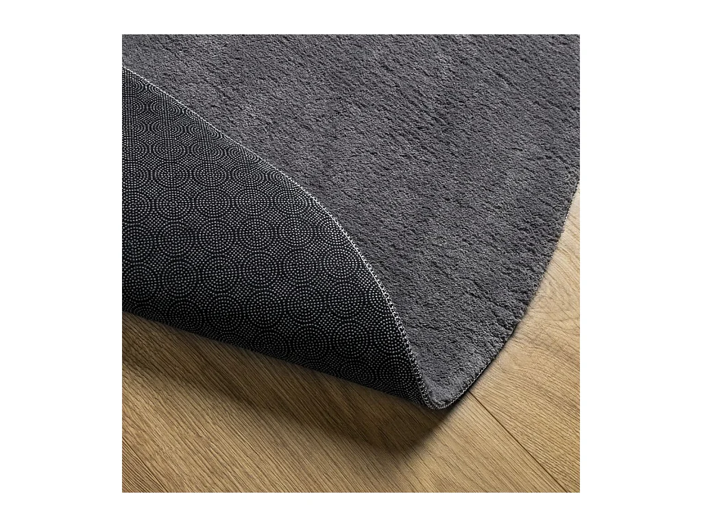 Alfombra HUARTE de pelo corto suave y lavable, color antracita, Ø 100 cm
