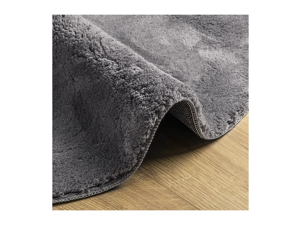 Tapis HUARTE à poils courts doux et lavable anthracite Ø 100 cm