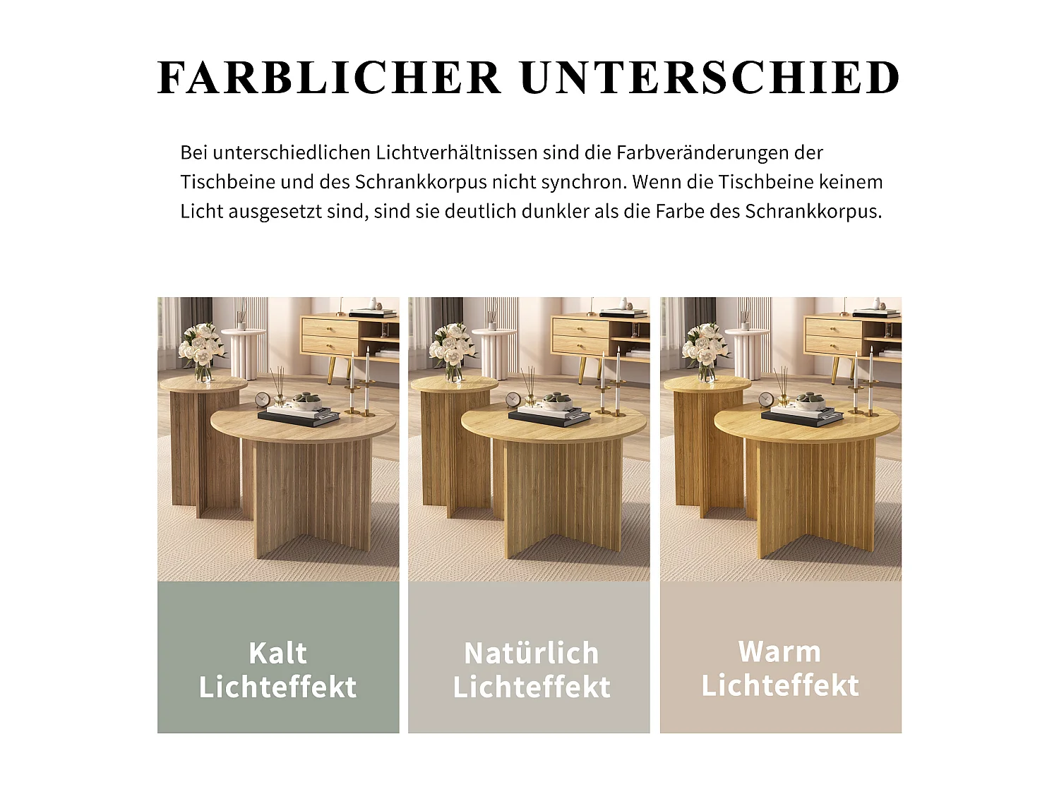 Ensemble de tables modernes en bois 2 pièces - construction robuste - MDF + aggloméré - naturel clair