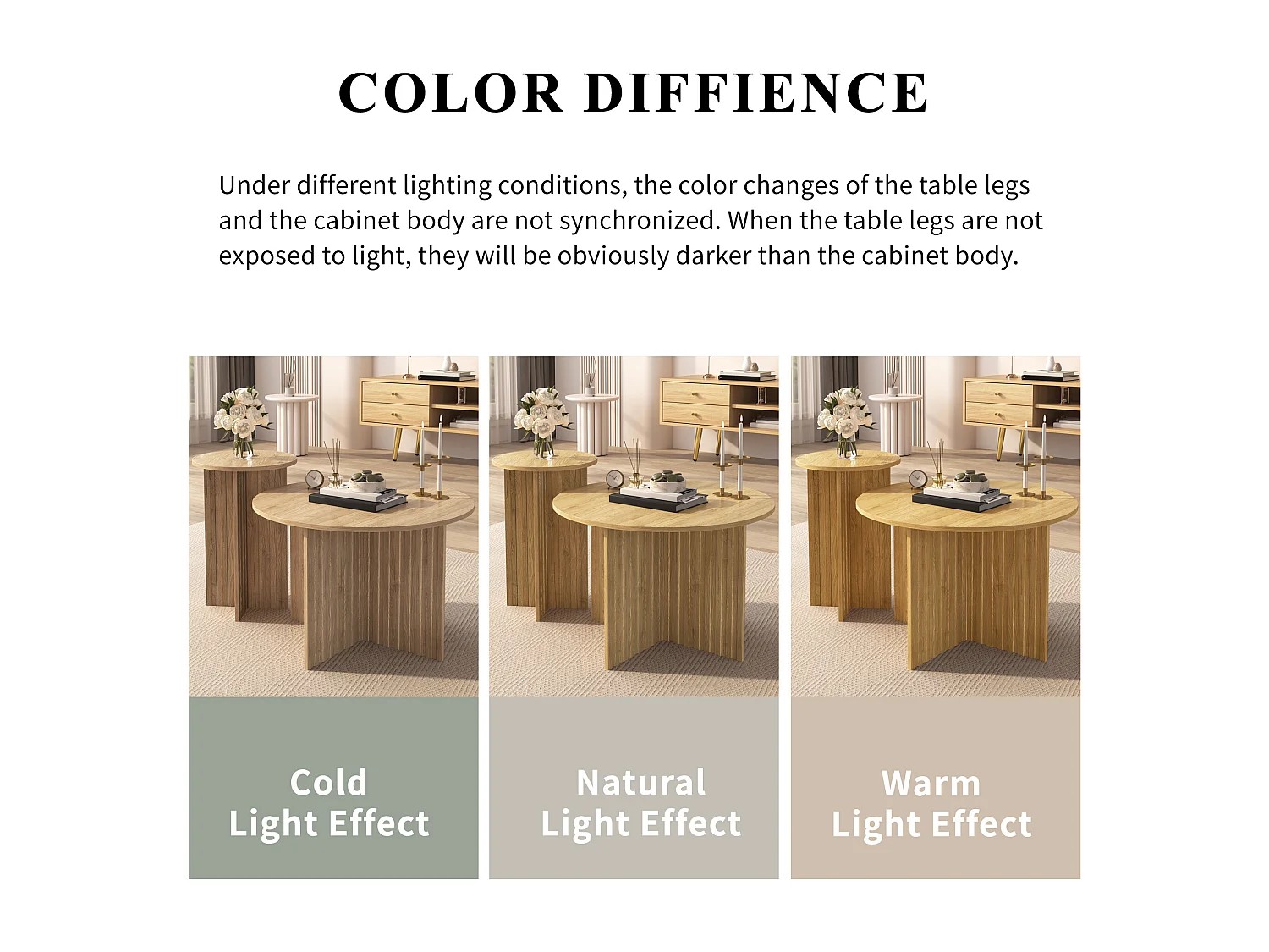 Ensemble de tables modernes en bois 2 pièces - construction robuste - MDF + aggloméré - naturel clair