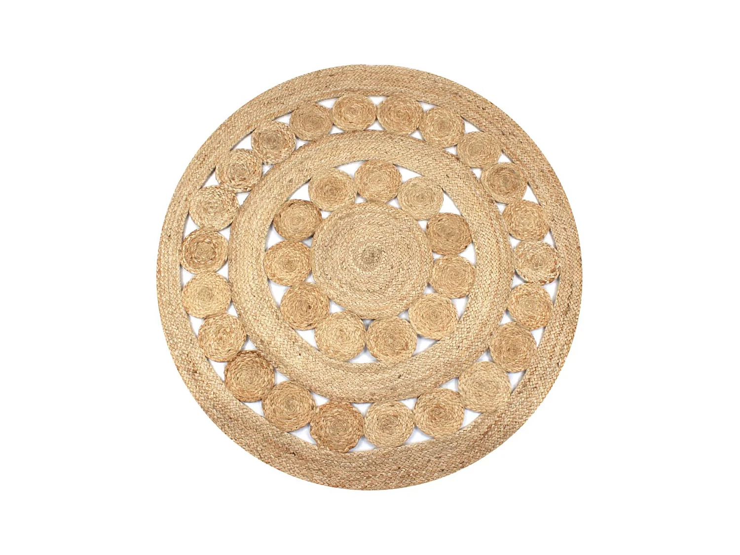 Jute vloerkleed met gevlochten design, rond 120 cm