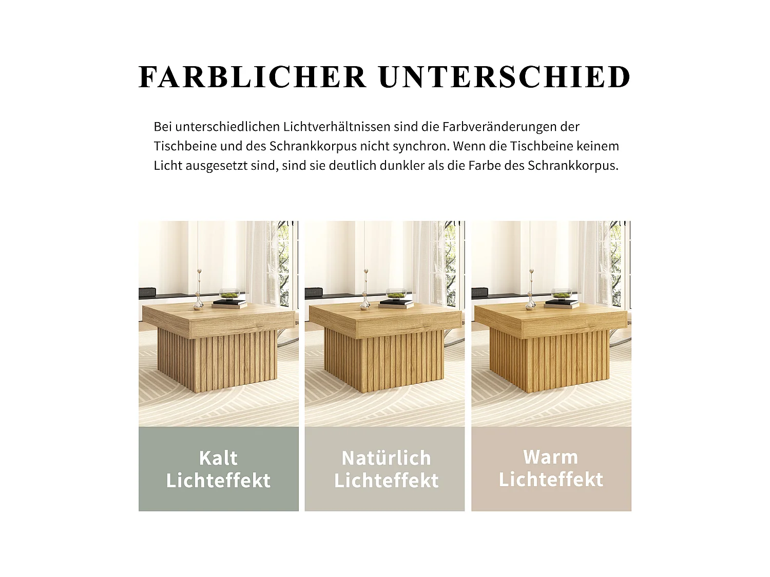 Table basse élégante en bois - 79 x 79 x 46 cm - design moderne - MDF + aggloméré - naturel