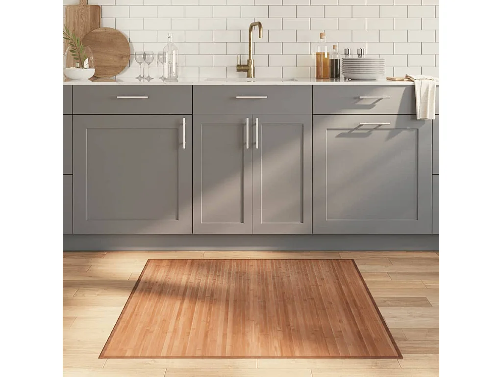 Tapis carré naturel 100x100 cm bambou