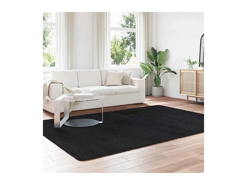 NAVARRA Schwarzer Shaggy-Teppich 200x290 cm Polyester