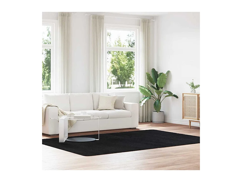 Tapis shaggy à poils longs NAVARRA Noir 200x290 cm polyester