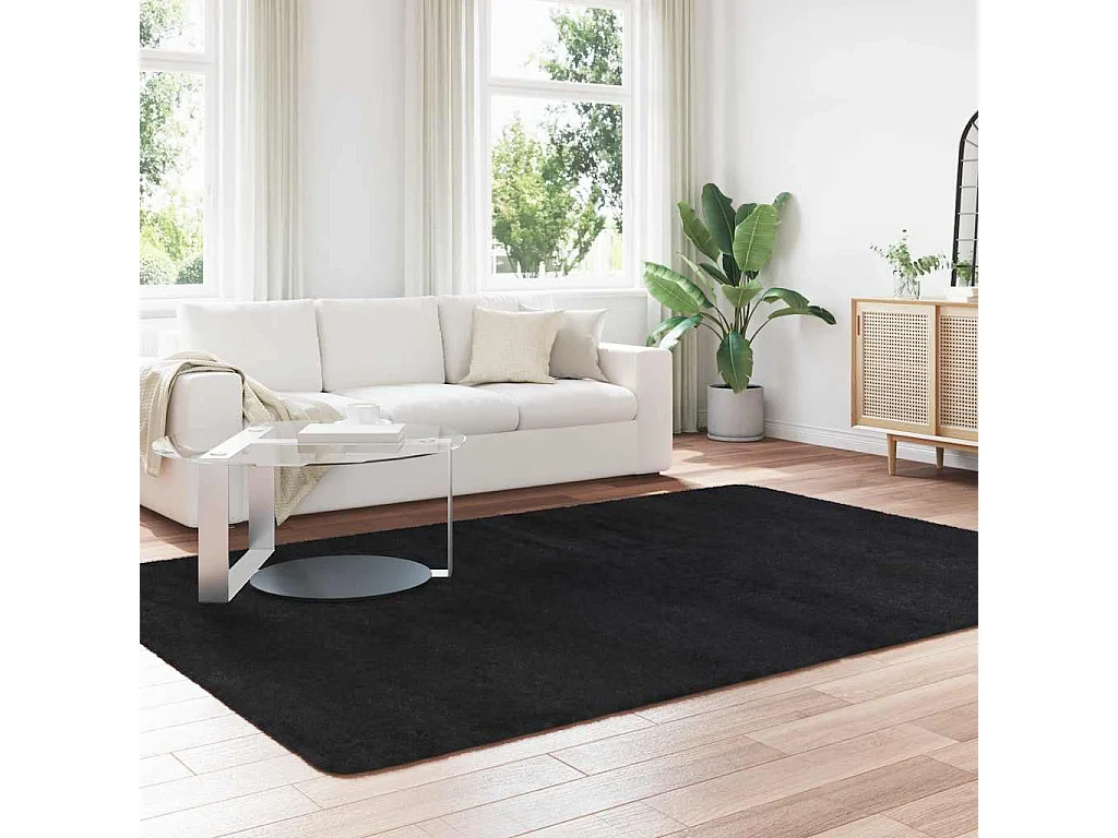Tapis shaggy à poils longs NAVARRA Noir 200x290 cm polyester
