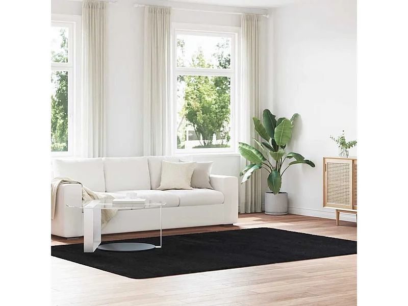 Tapis shaggy à poils longs NAVARRA Noir 200x290 cm polyester