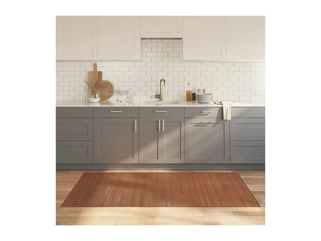 Tapis rectangulaire marron 100x200 cm bambou