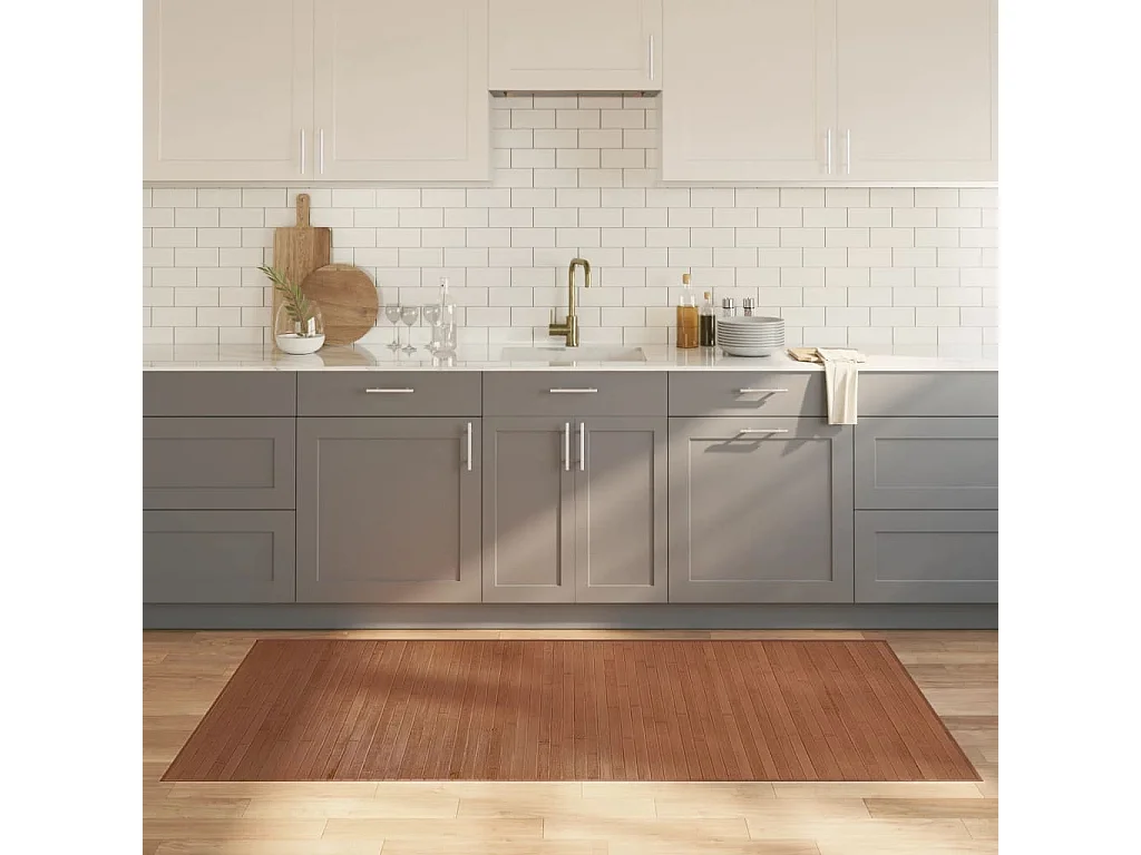 Alfombra rectangular marrón 100x200 cm bambú